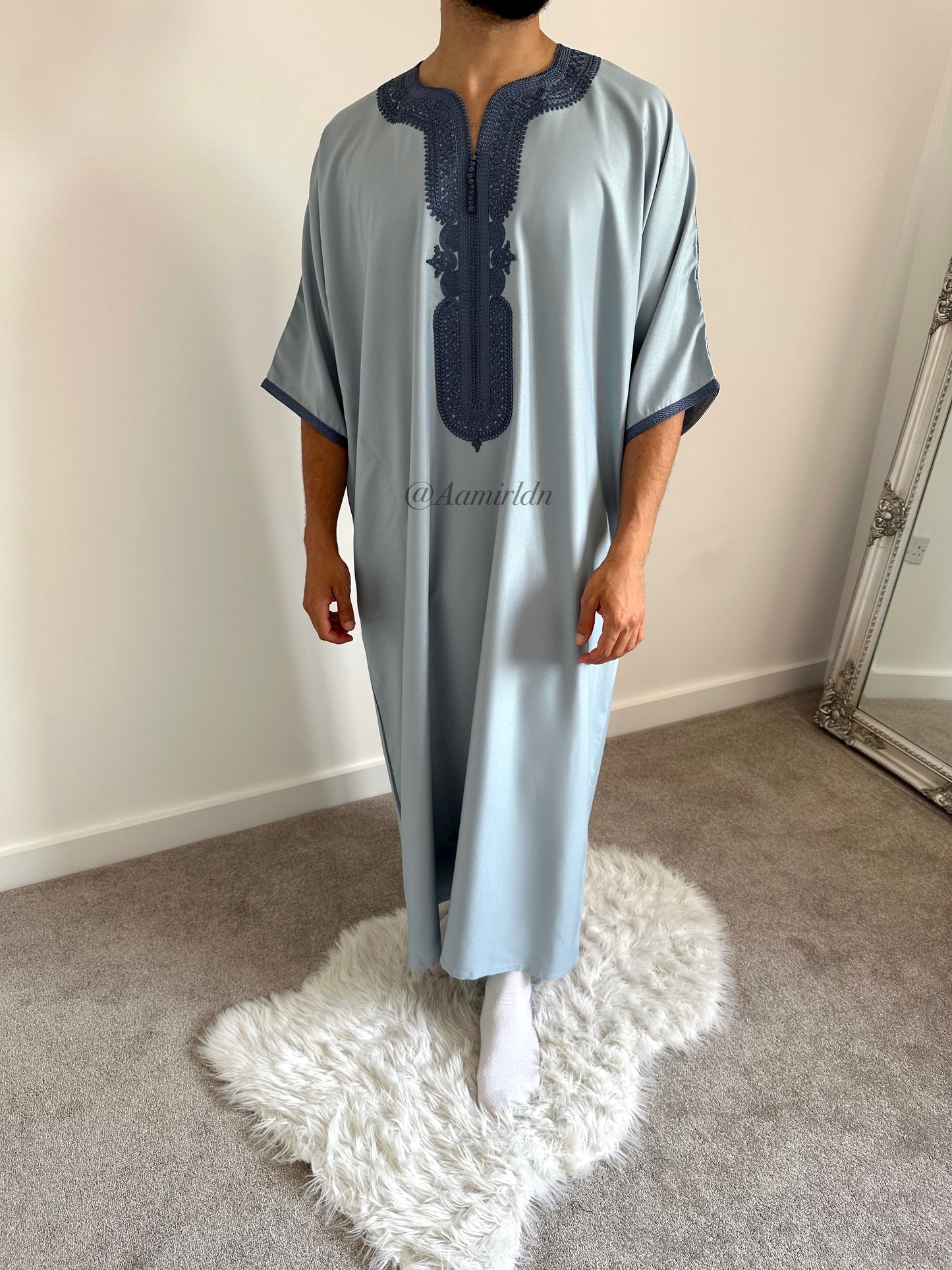 Dusty Blue on Pastel Blue