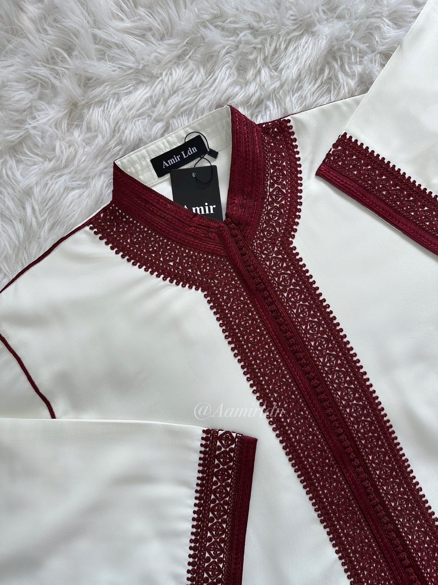 Burgundy on Off-White